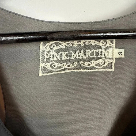 Pink Martini grey short sleeveless racerback dress elastic waist back overlap - Picture 4 of 7